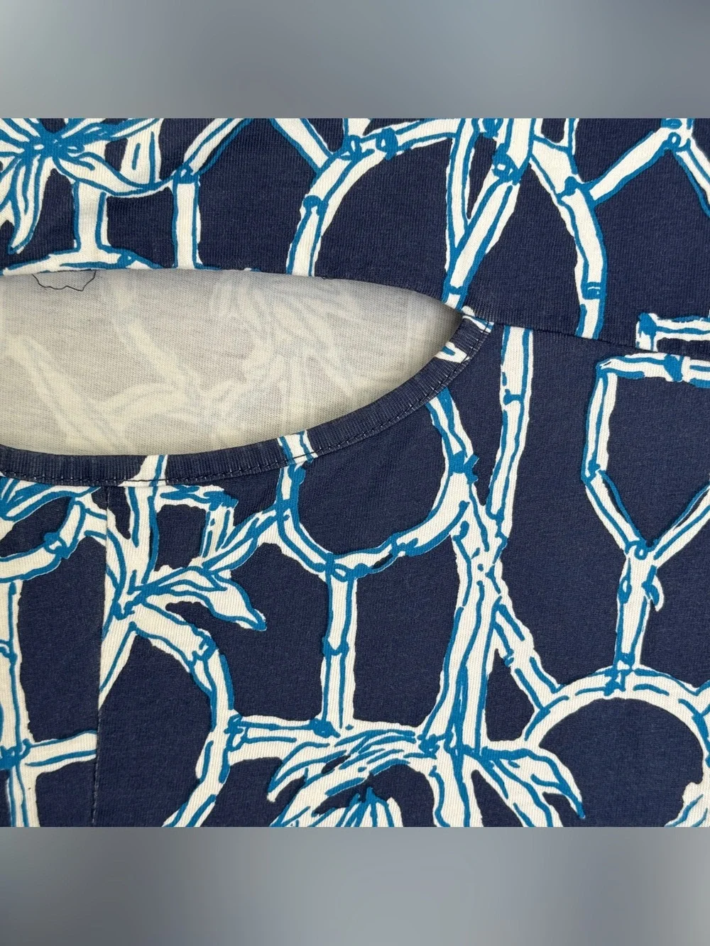 Lilly Pulitzer Size XS Pima Cotton Hollee Dress High Tide Navy‎ Lucky Bamboo